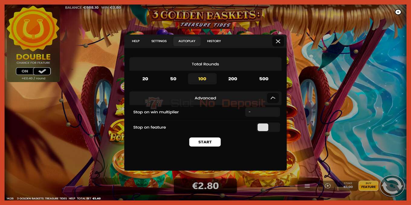 Slot screenshot: 3 Golden Baskets: Treasure Tides nincs letét, szám - 6