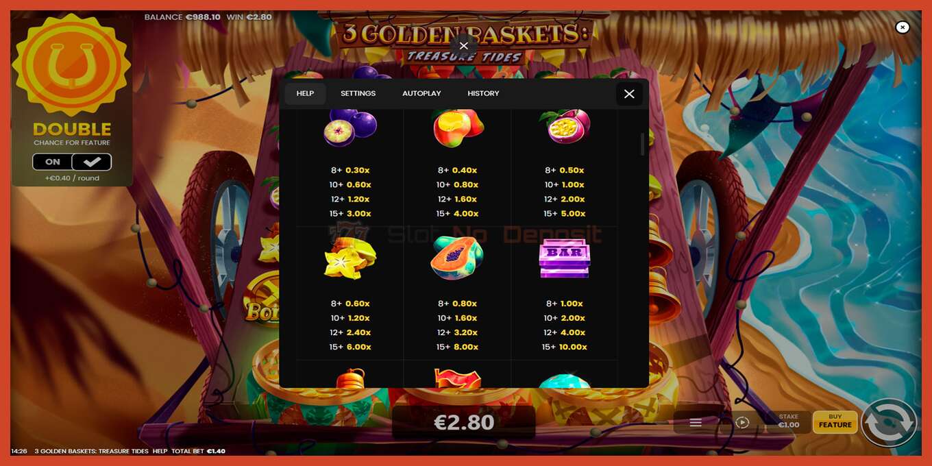 Slot screenshot: 3 Golden Baskets: Treasure Tides nincs letét, szám - 7