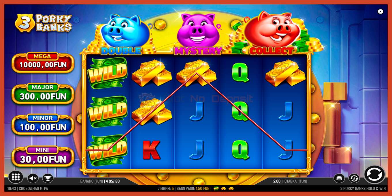 Slot screenshot: 3 Porky Banks no deposit, number - 4