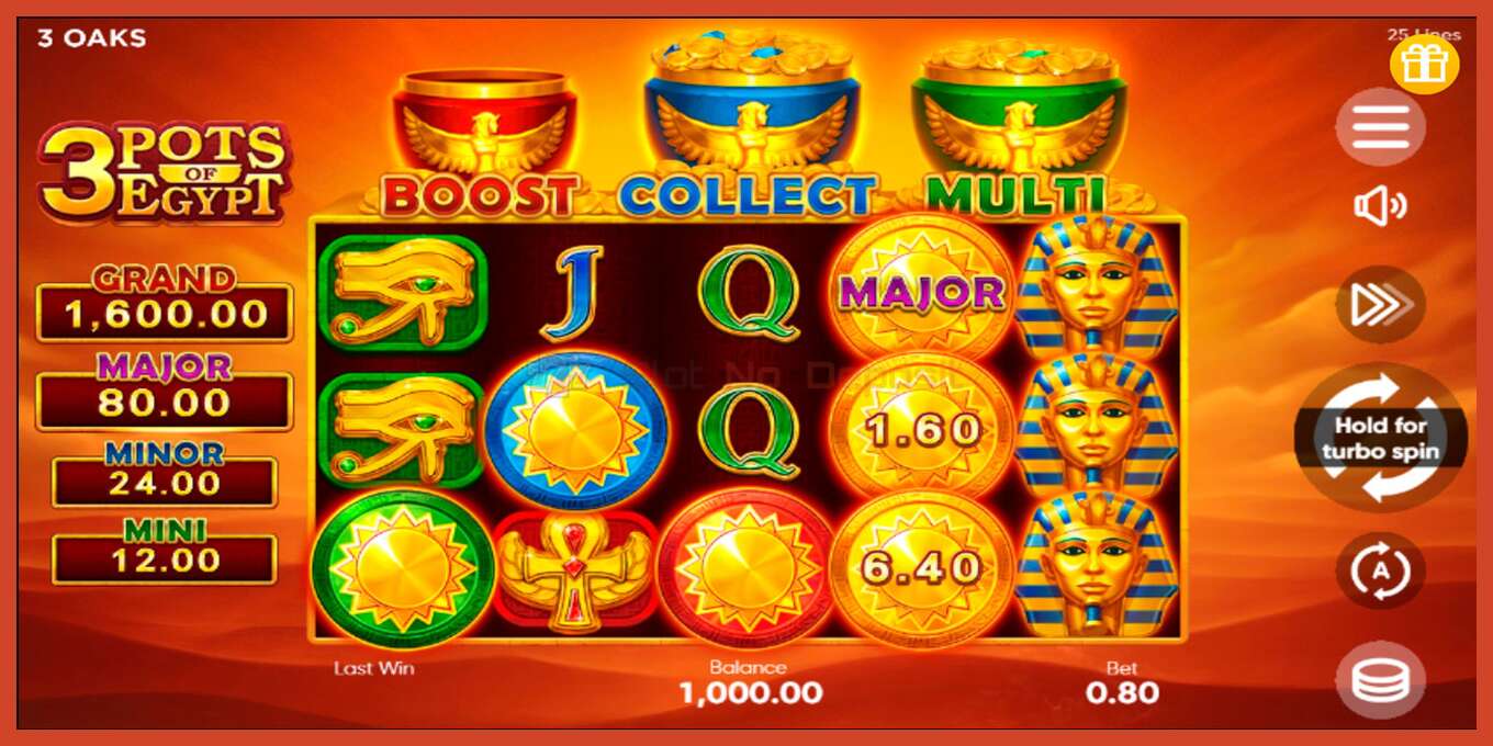 Slot screenshot: 3 Pots of Egypt no deposit, number - 1