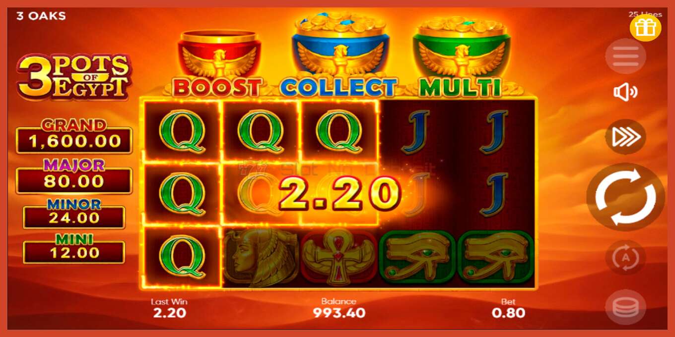 Slot screenshot: 3 Pots of Egypt no deposit, number - 2