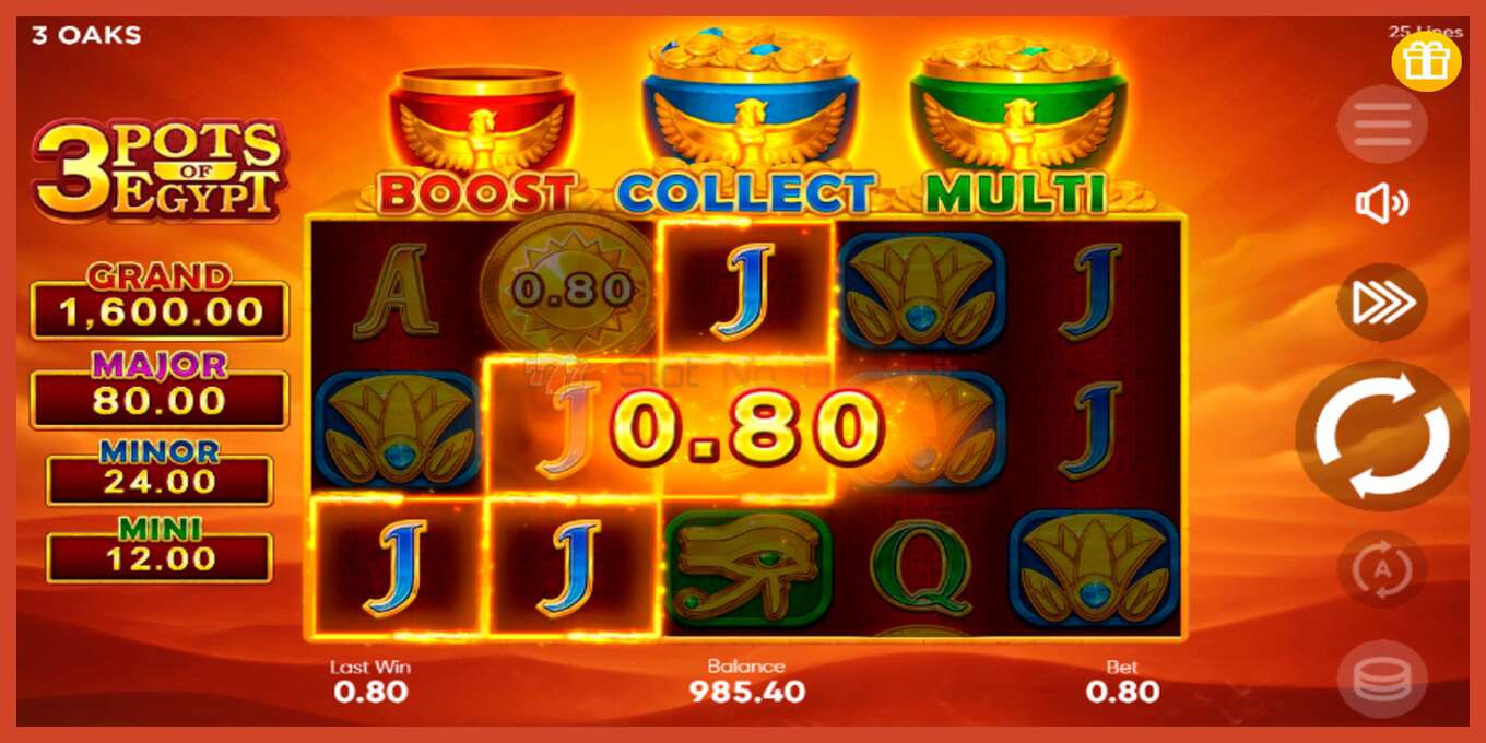 Slot screenshot: 3 Pots of Egypt no deposit, number - 3