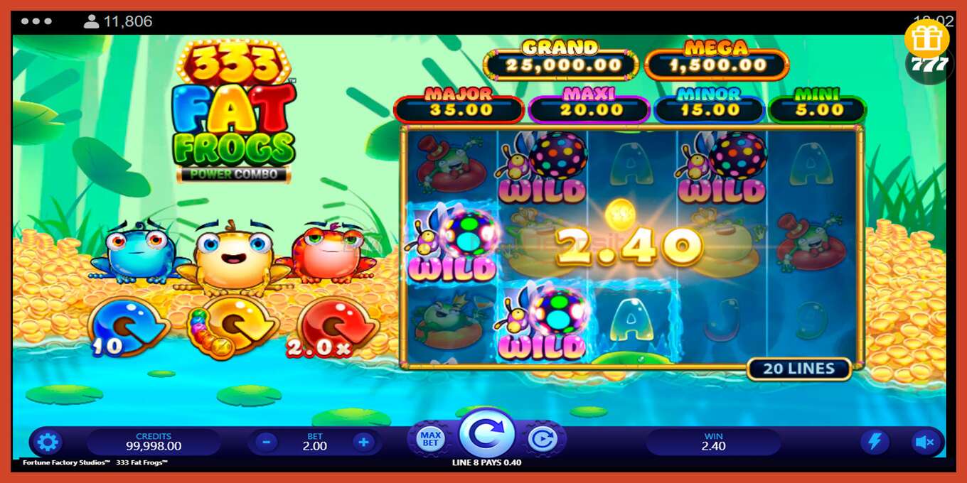 Schermafbeelding van slot: 333 Fat Frogs Power Combo geen aanbetaling, nummer - 3