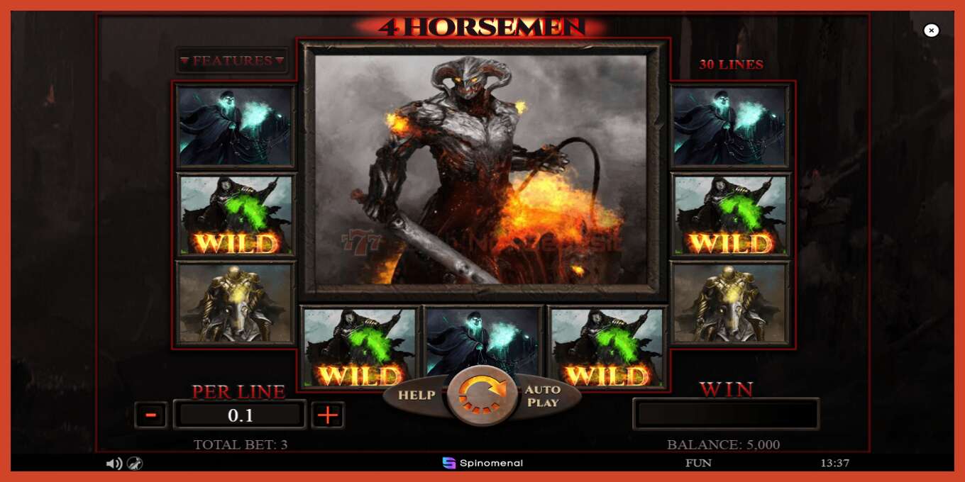 Slot скриншоту: 4 Horsemen депозит жок, саны - 2