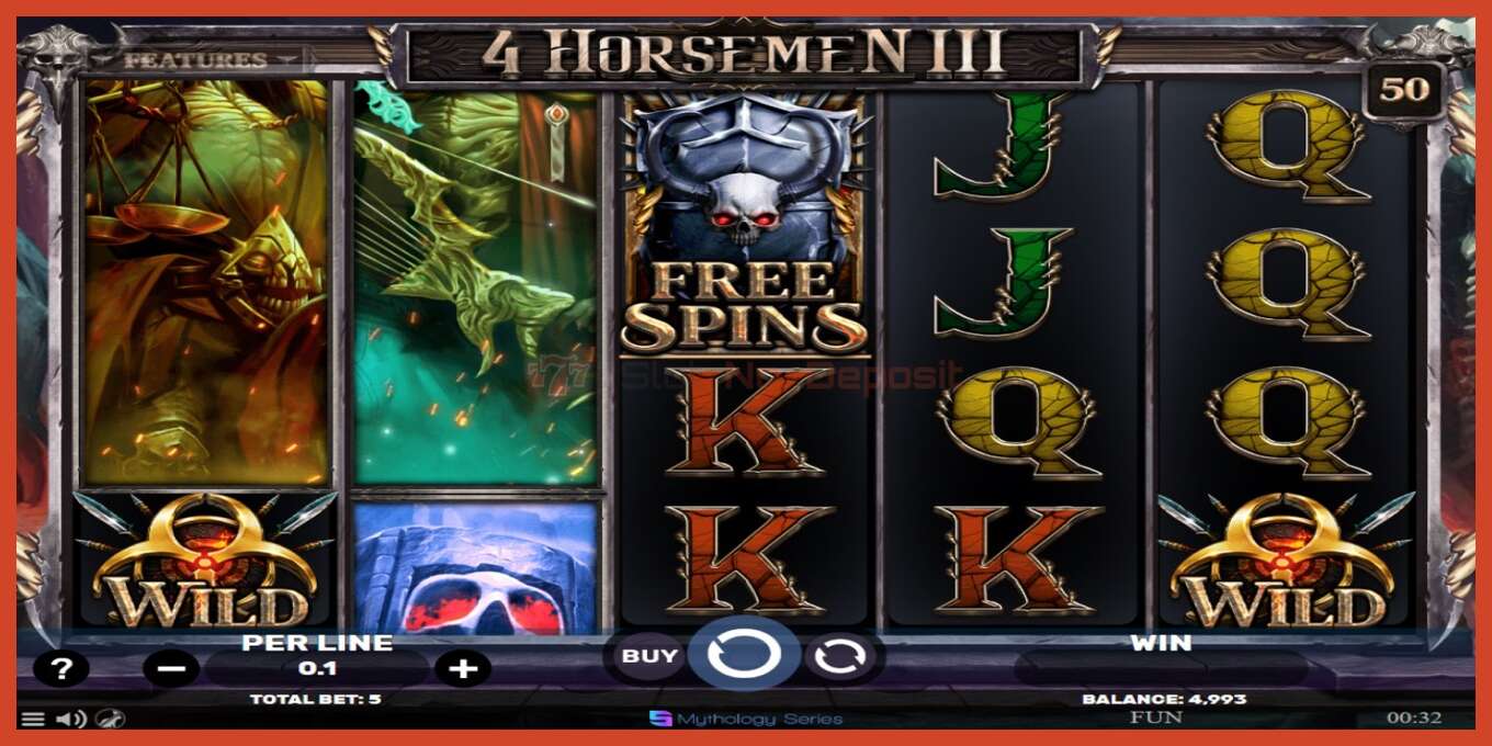 Slot screenshot: 4 Horsemen III no deposit, number - 2