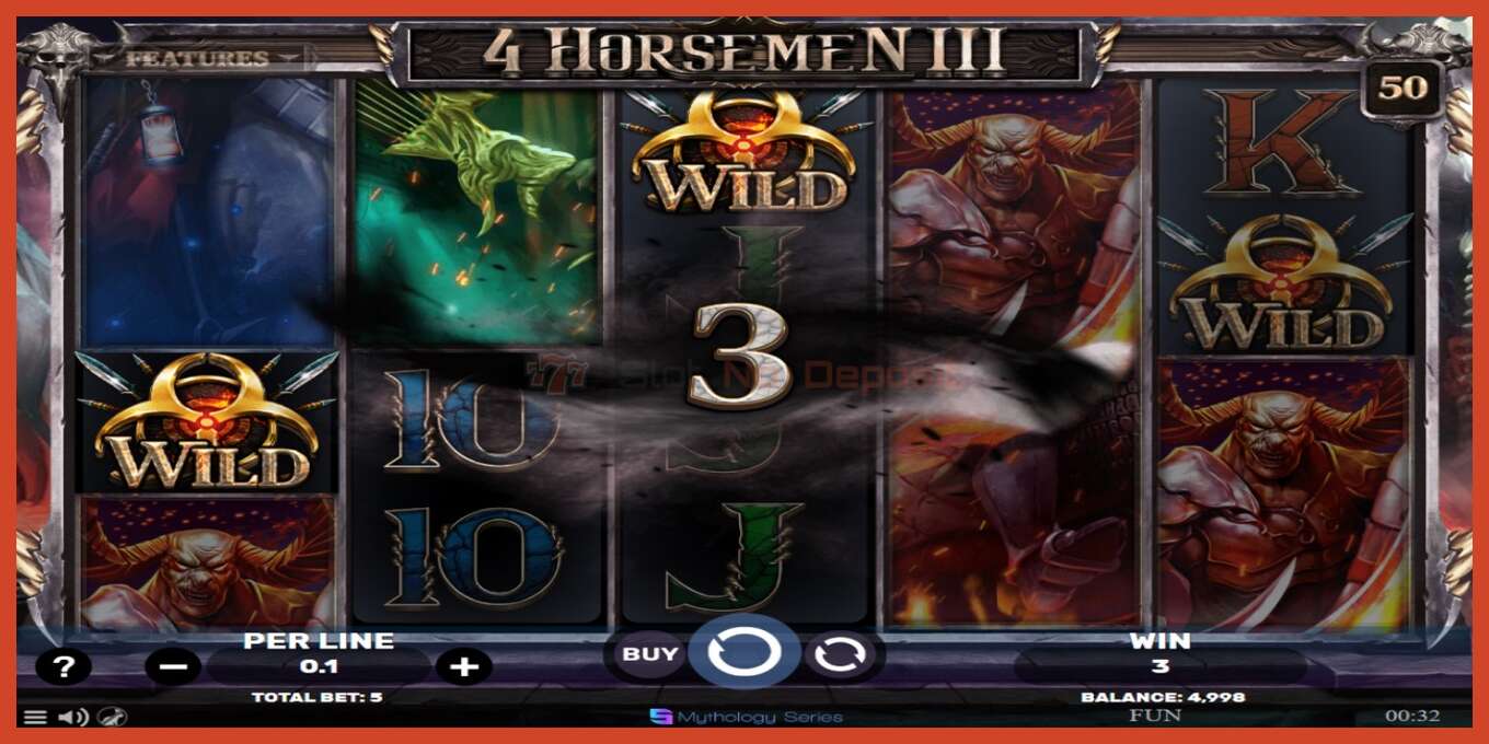 Slot screenshot: 4 Horsemen III no deposit, number - 3