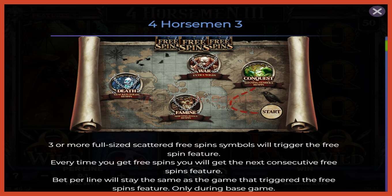 Slot screenshot: 4 Horsemen III no deposit, number - 4