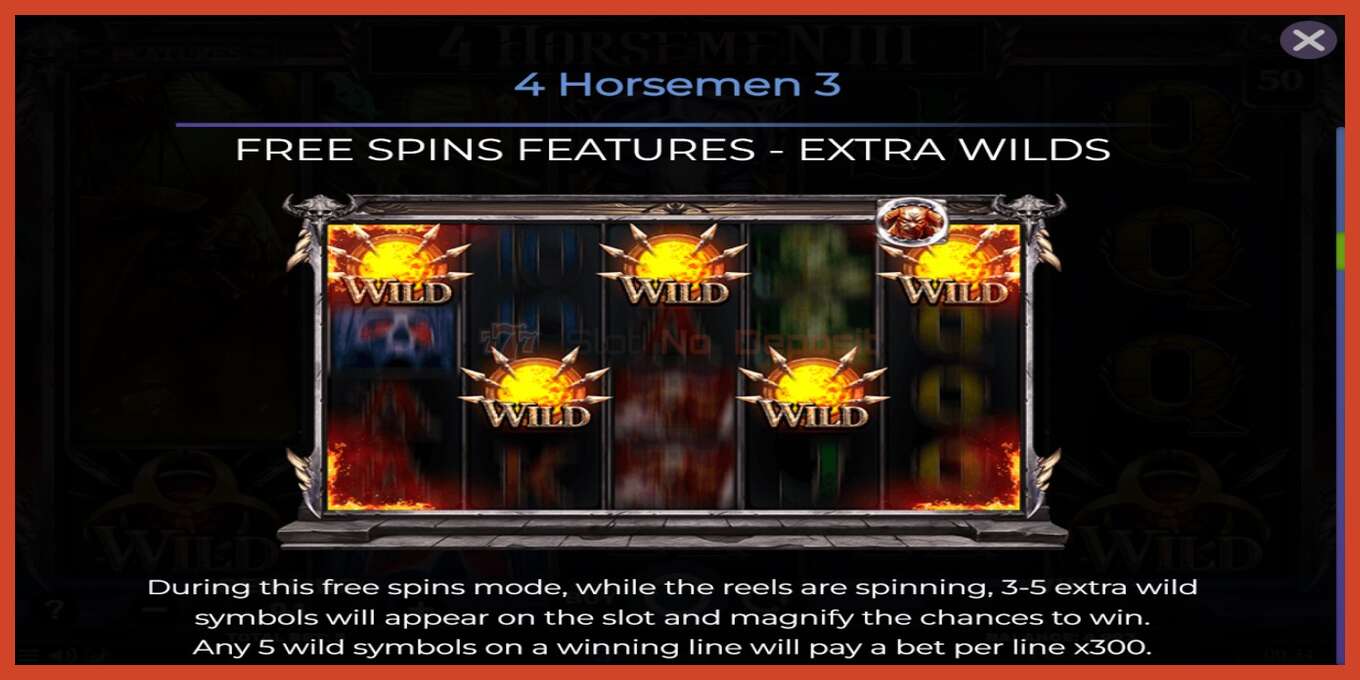 Slot screenshot: 4 Horsemen III no deposit, number - 5