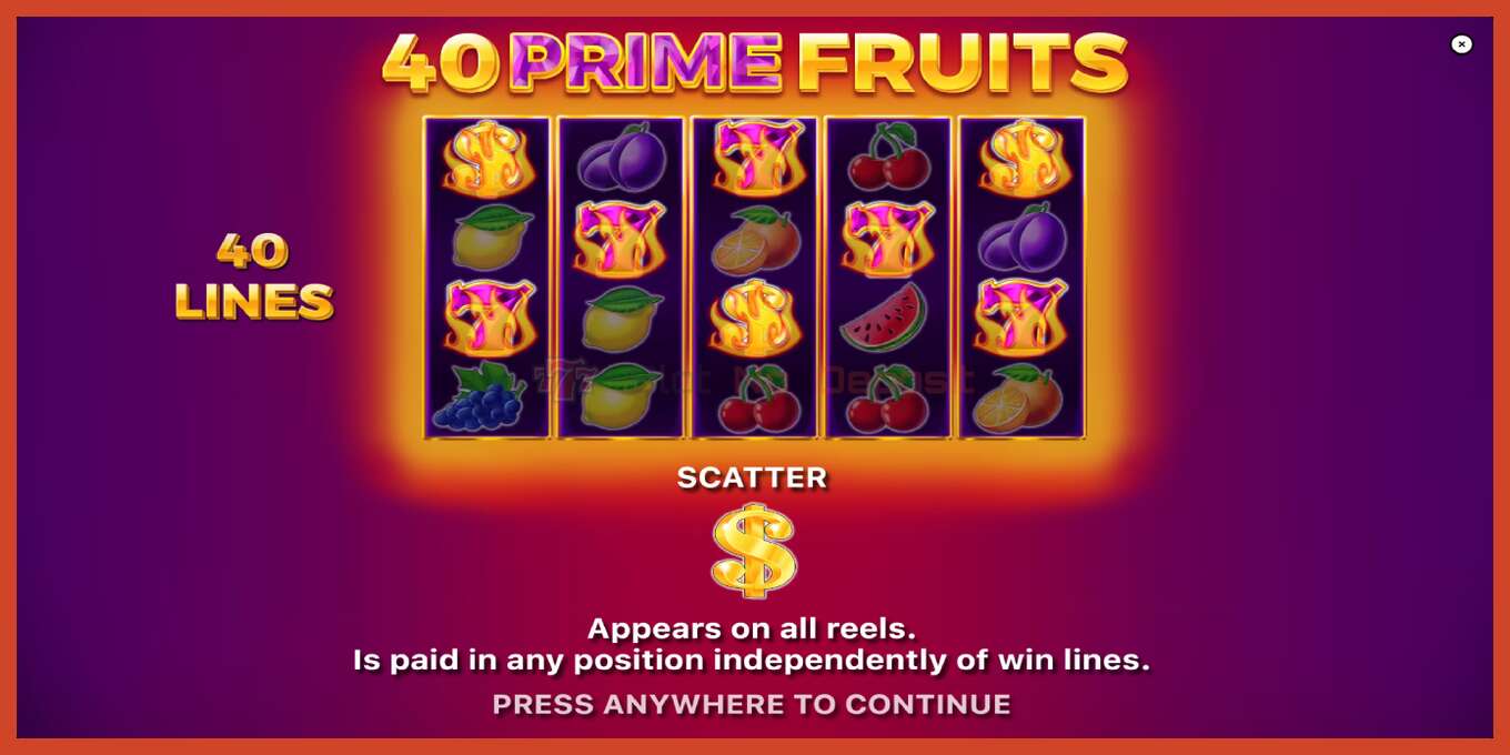 Captura de tela do slot: 40 Prime Fruits sem depósito, número - 1