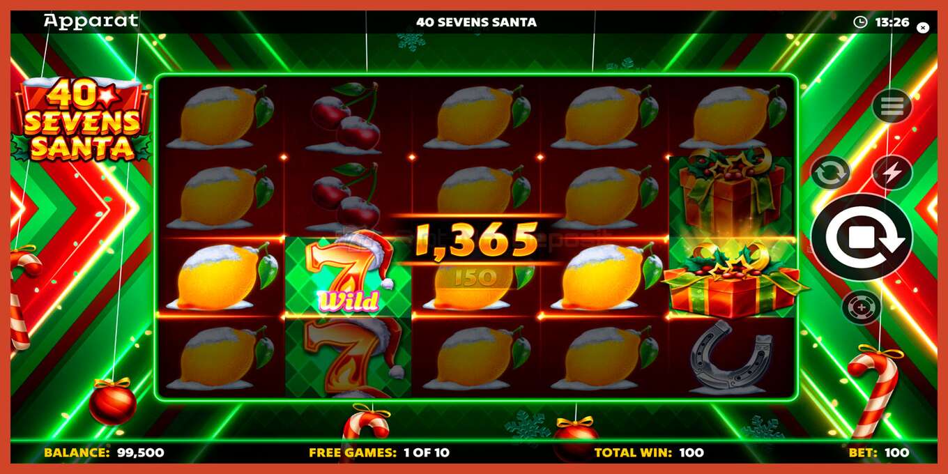 Slot screenshot: 40 Sevens Santa no deposit, number - 5