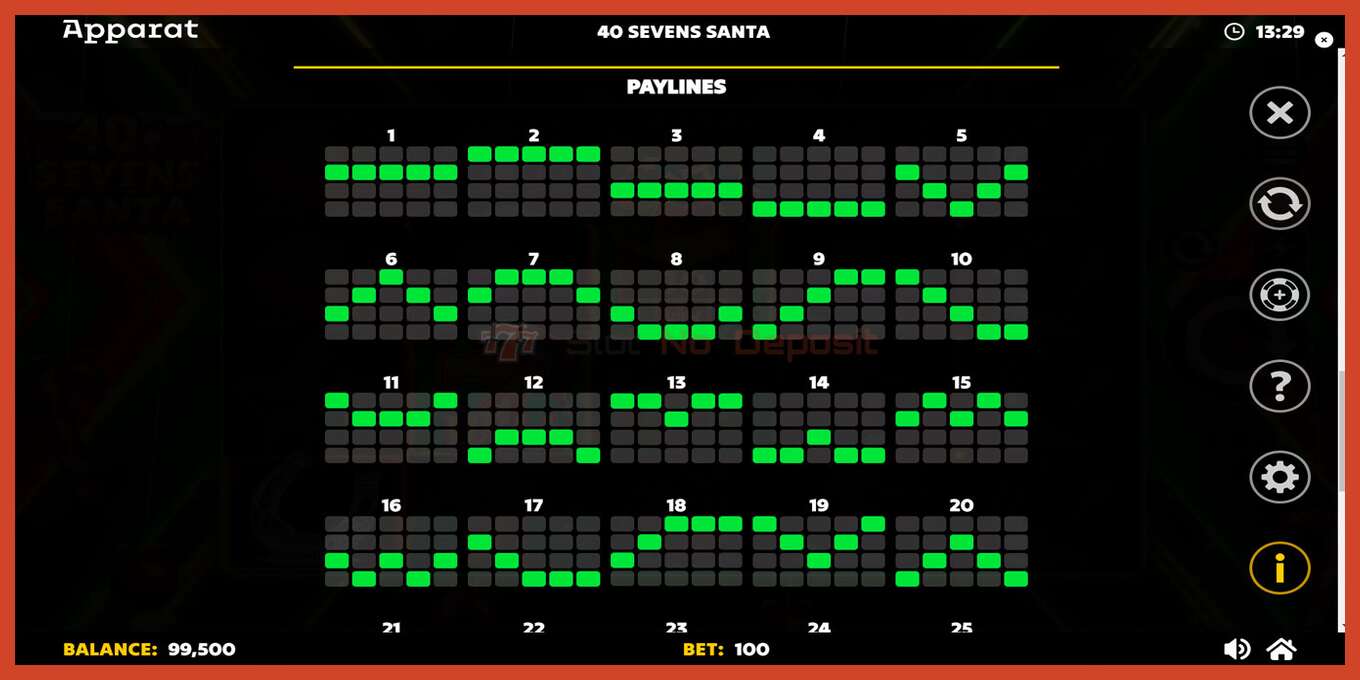 Slot screenshot: 40 Sevens Santa no deposit, number - 7