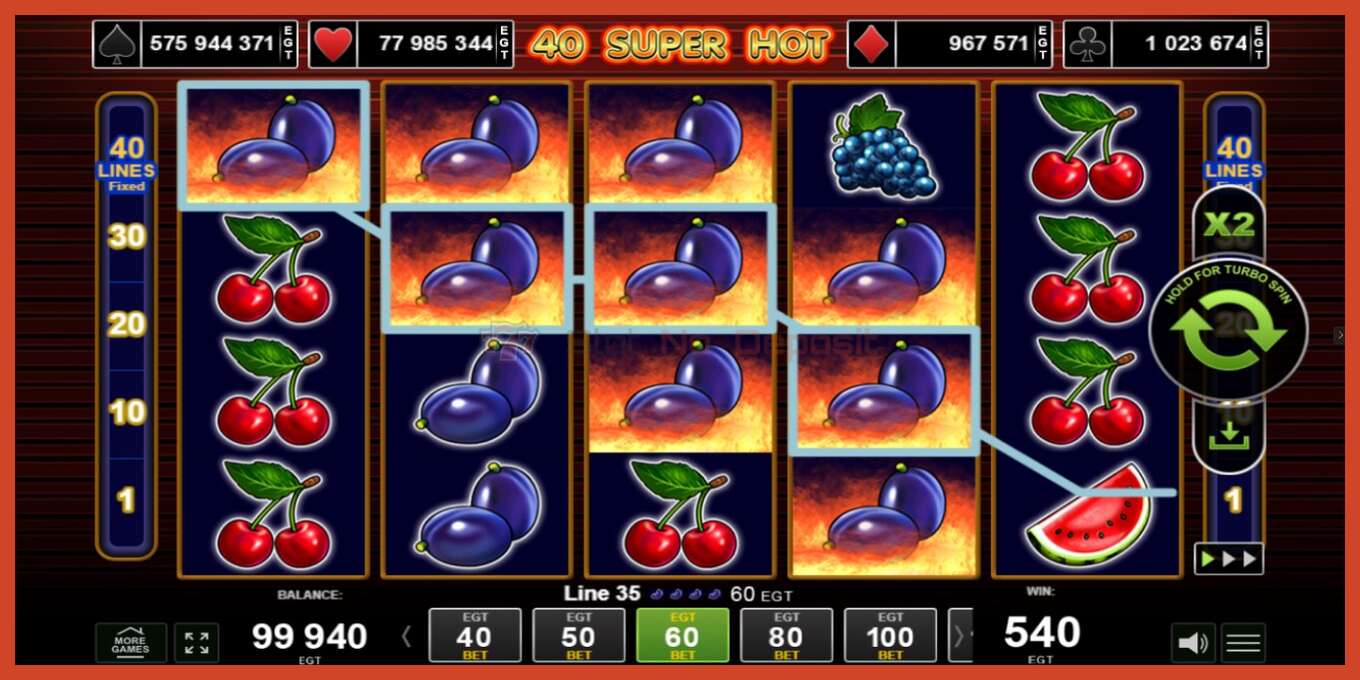 Slot screenshot: 40 Super Hot no deposit, number - 2