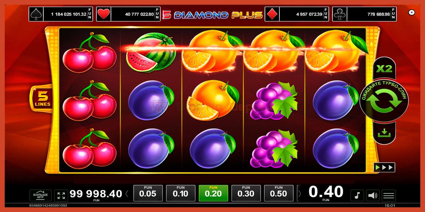 Slot screenshot: 5 Diamond Plus bez depozita, broj - 2