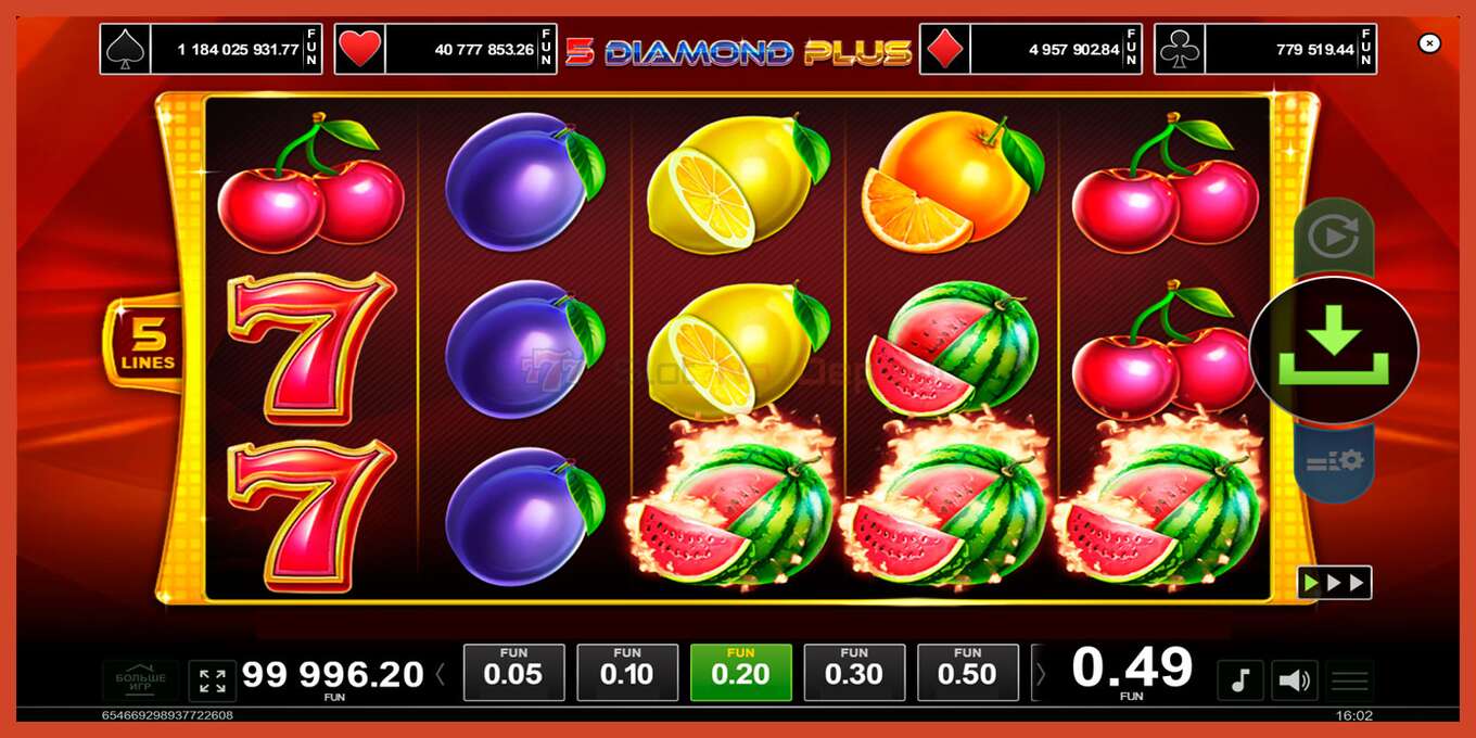 Slot screenshot: 5 Diamond Plus bez depozita, broj - 3