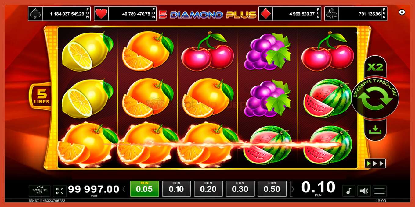 Slot screenshot: 5 Diamond Plus bez depozita, broj - 5