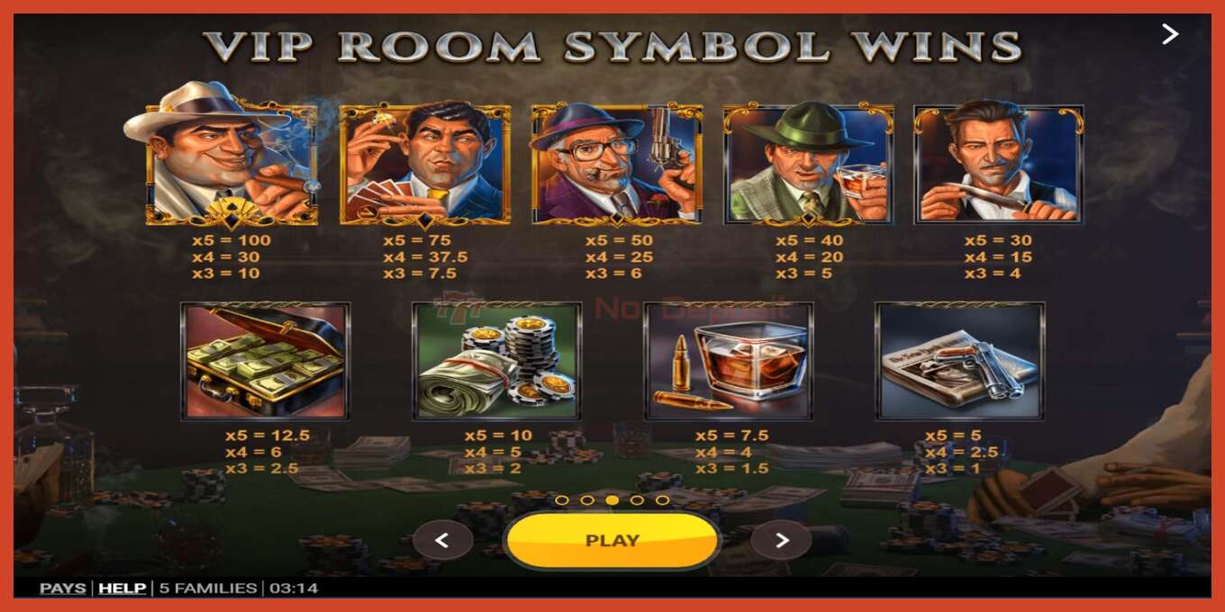 Slot screenshot: 5 Families no deposit, number - 5