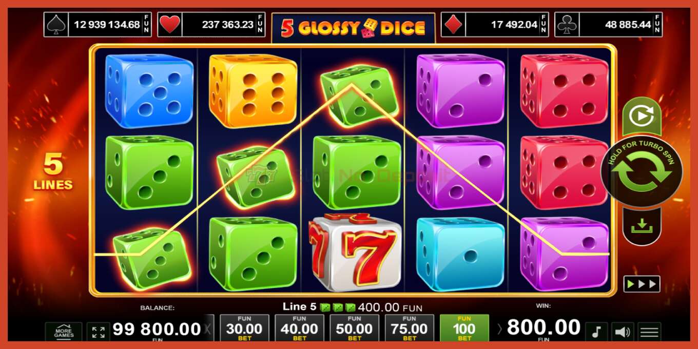 Slot screenshot: 5 Glossy Dice bez depozita, broj - 2