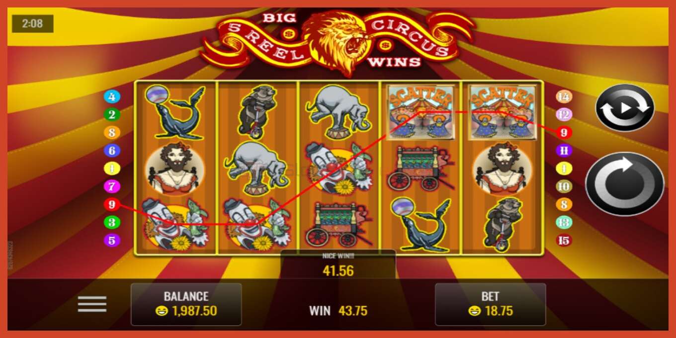 Slot screenshot: 5 Reel Circus no deposit, number - 2