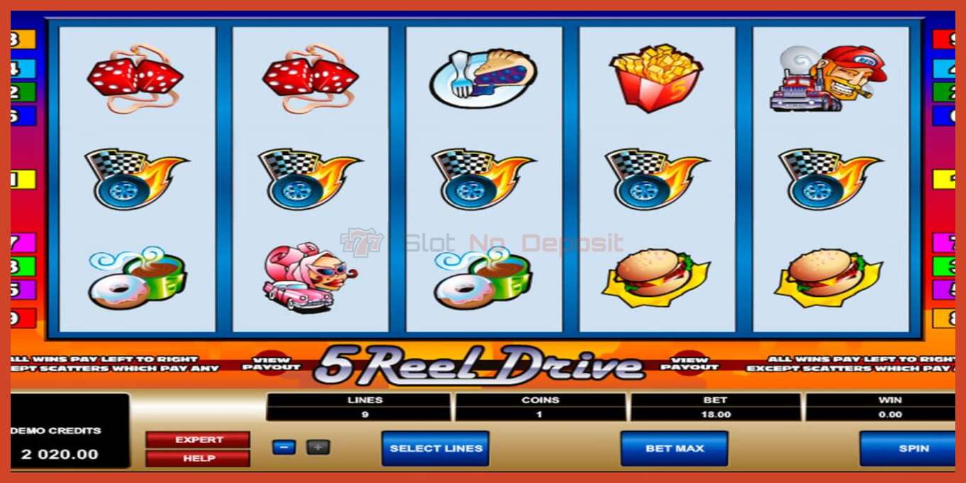 Slot screenshot: 5 Reel Drive no deposit, number - 1