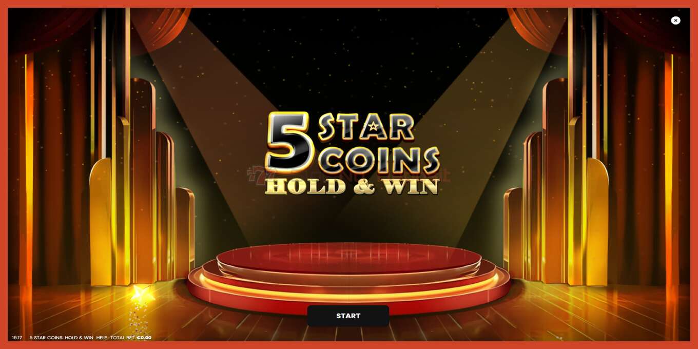 Snímka obrazovky slotu: 5 Star Coins: Hold & Win žiadny vklad, číslo - 1