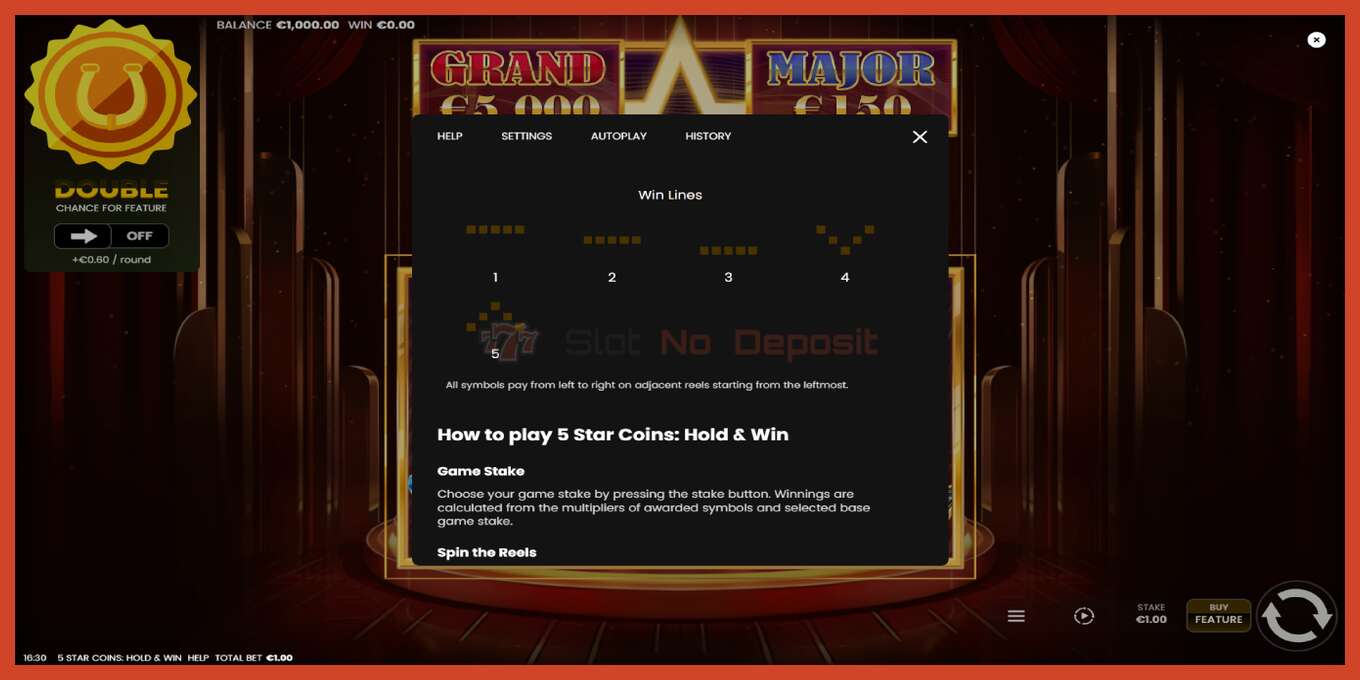 Snímka obrazovky slotu: 5 Star Coins: Hold & Win žiadny vklad, číslo - 7