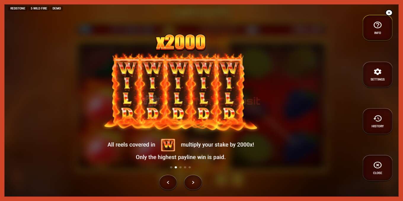 Slot screenshot: 5 Wild Fire bez depozita, broj - 5