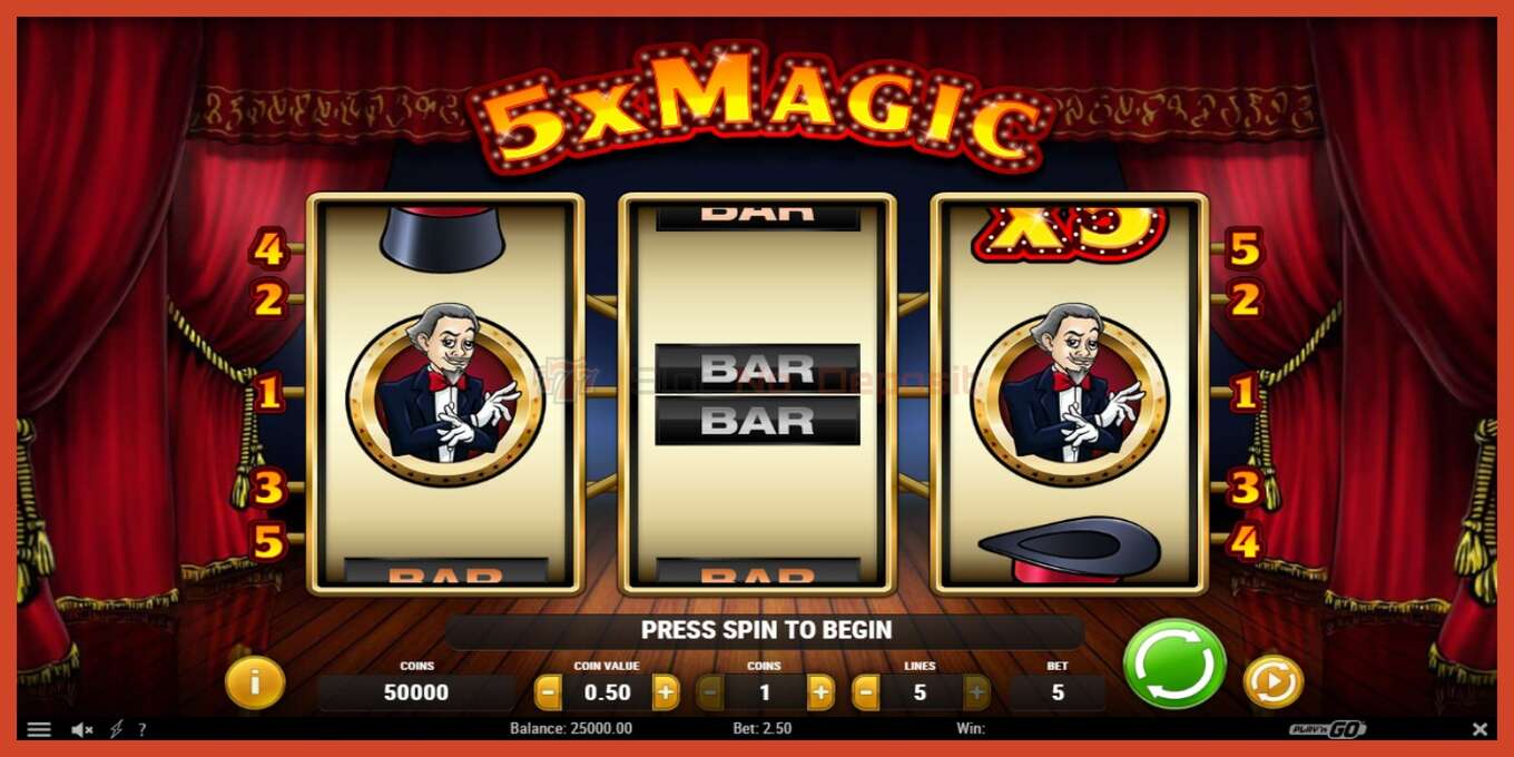 Slot screenshot: 5x Magic no deposit, number - 1