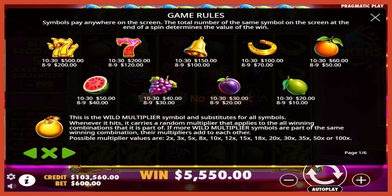 Slot screenshot: 6 Jokers no deposit, number - 4