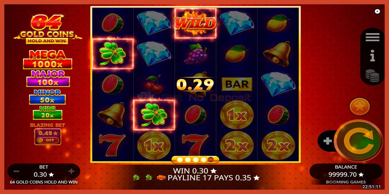 Slot screenshot: 64 Gold Coins Hold and Win no deposit, number - 2