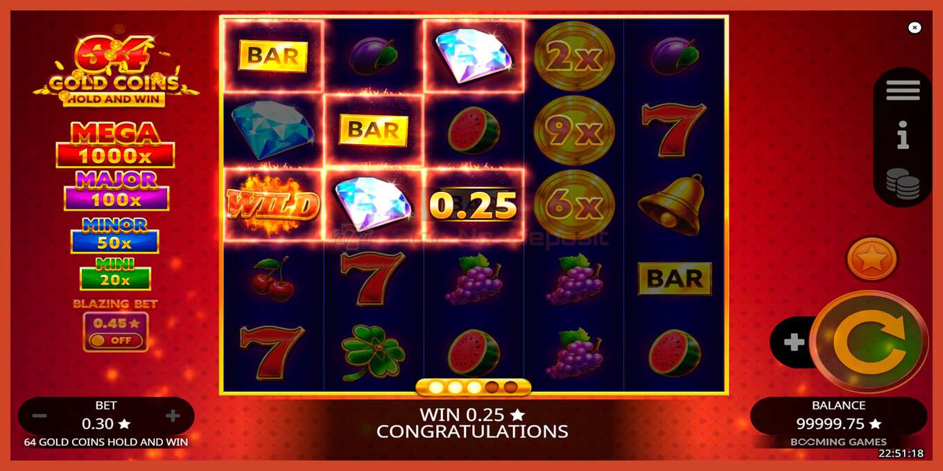 Slot screenshot: 64 Gold Coins Hold and Win no deposit, number - 3