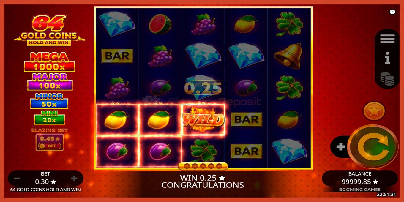 Slot screenshot: 64 Gold Coins Hold and Win no deposit, number - 4