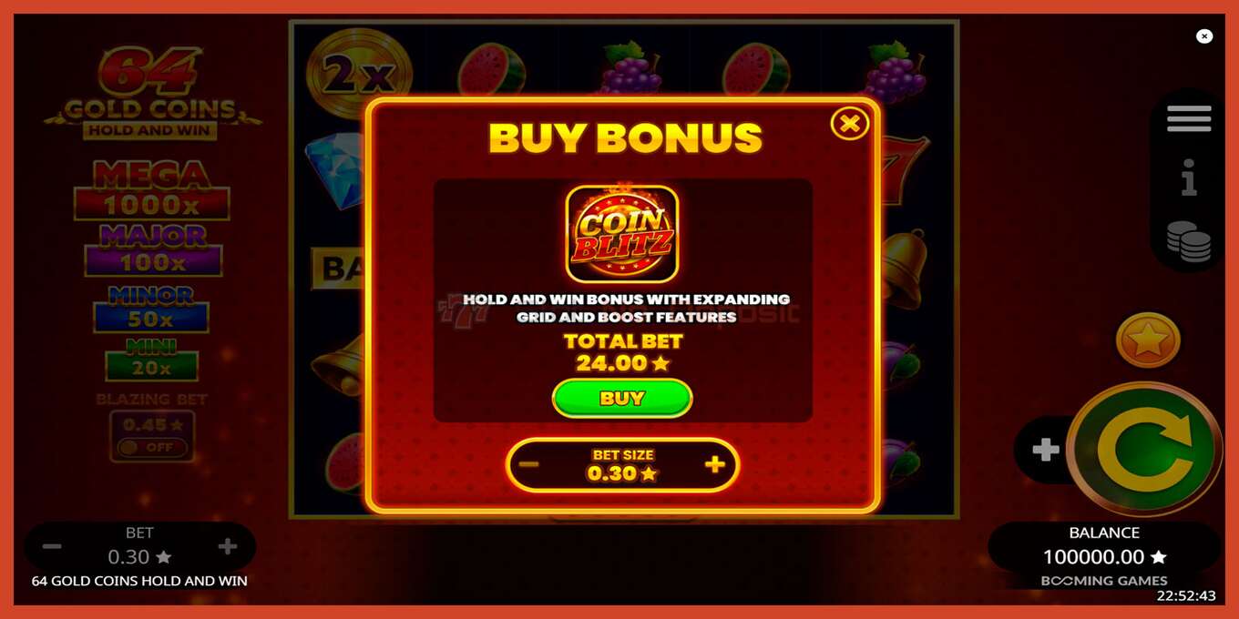 Slot screenshot: 64 Gold Coins Hold and Win no deposit, number - 5