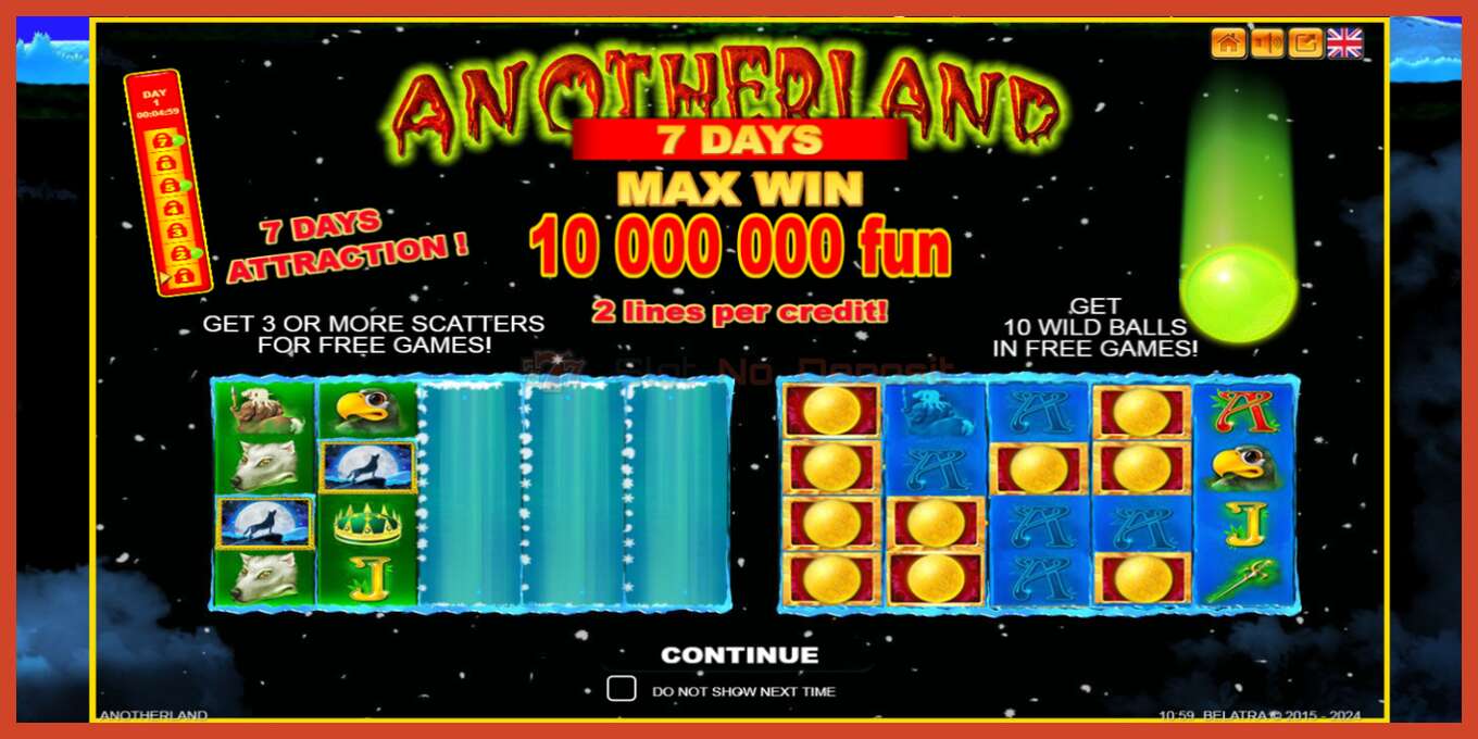 Slot screenshot: 7 Days Anotherland no deposit, number - 1