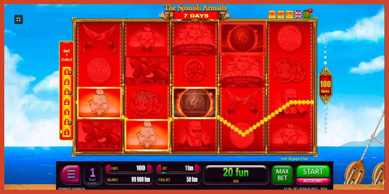 Slot screenshot: 7 Days Spanish Armada no deposit, number - 2