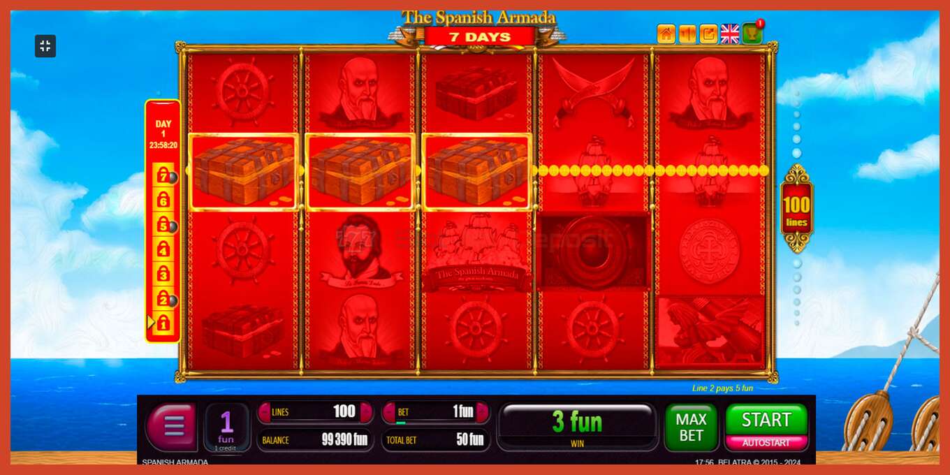 Slot screenshot: 7 Days Spanish Armada no deposit, number - 4