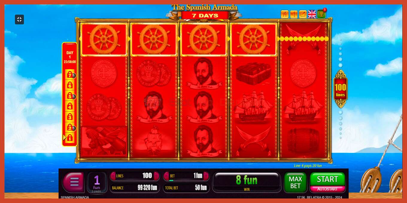 Slot screenshot: 7 Days Spanish Armada no deposit, number - 5