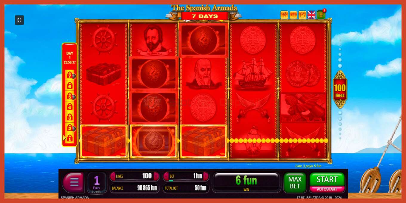 Slot screenshot: 7 Days Spanish Armada no deposit, number - 8