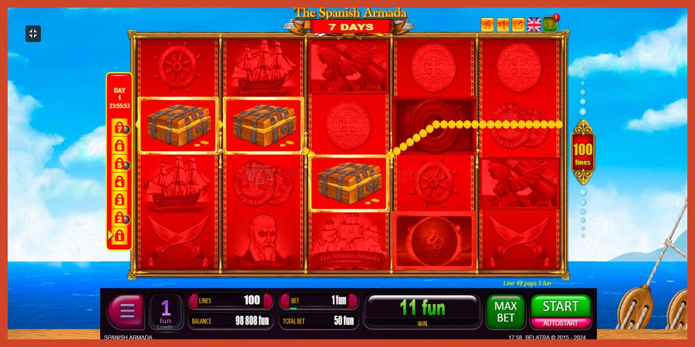 Slot screenshot: 7 Days Spanish Armada no deposit, number - 10