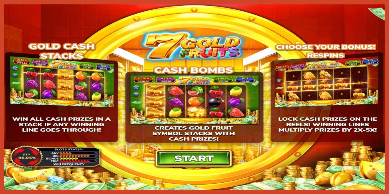 Slot screenshot: 7 Gold Fruits no deposit, number - 1