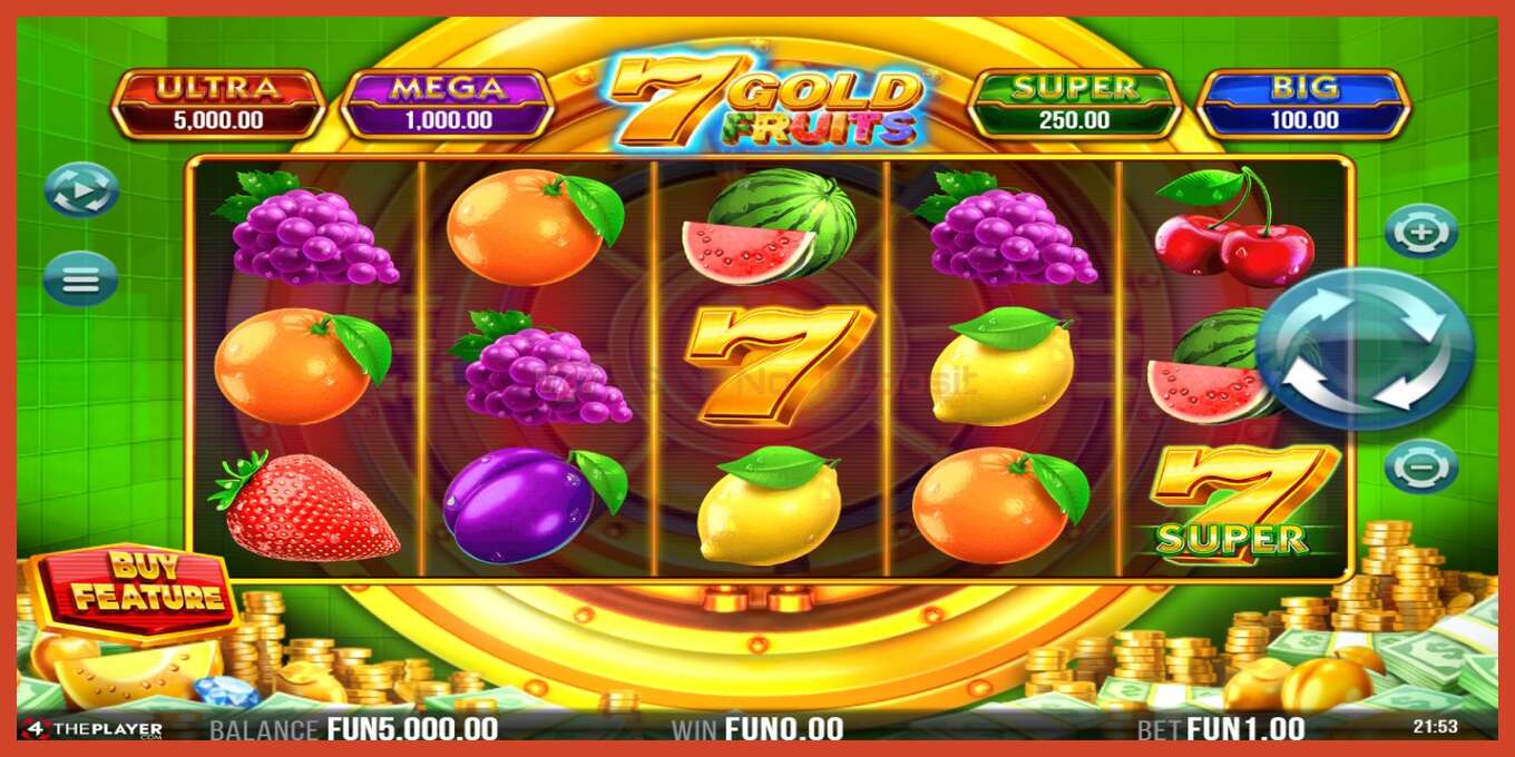 Slot screenshot: 7 Gold Fruits no deposit, number - 2