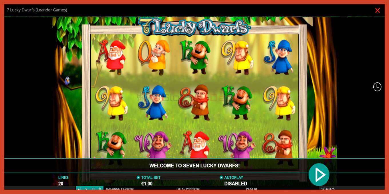 Slot screenshot: 7 Lucky Dwarfs no deposit, number - 1