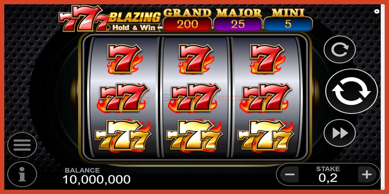 Slot screenshot: 777 Blazing Hold & Win no deposit, number - 1