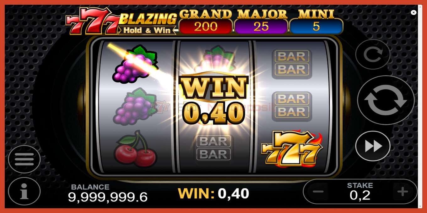 Slot screenshot: 777 Blazing Hold & Win no deposit, number - 2