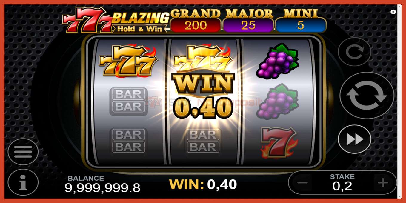 Slot screenshot: 777 Blazing Hold & Win no deposit, number - 3