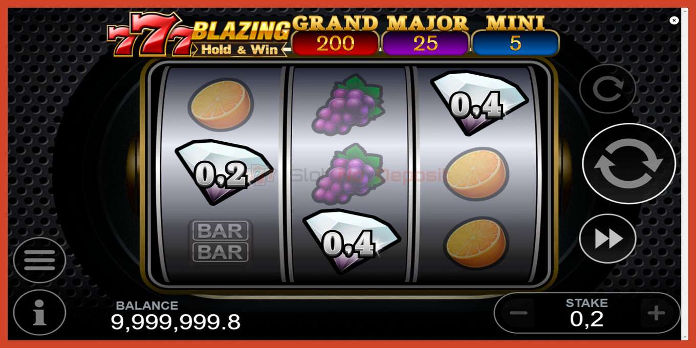 Slot screenshot: 777 Blazing Hold & Win no deposit, number - 4