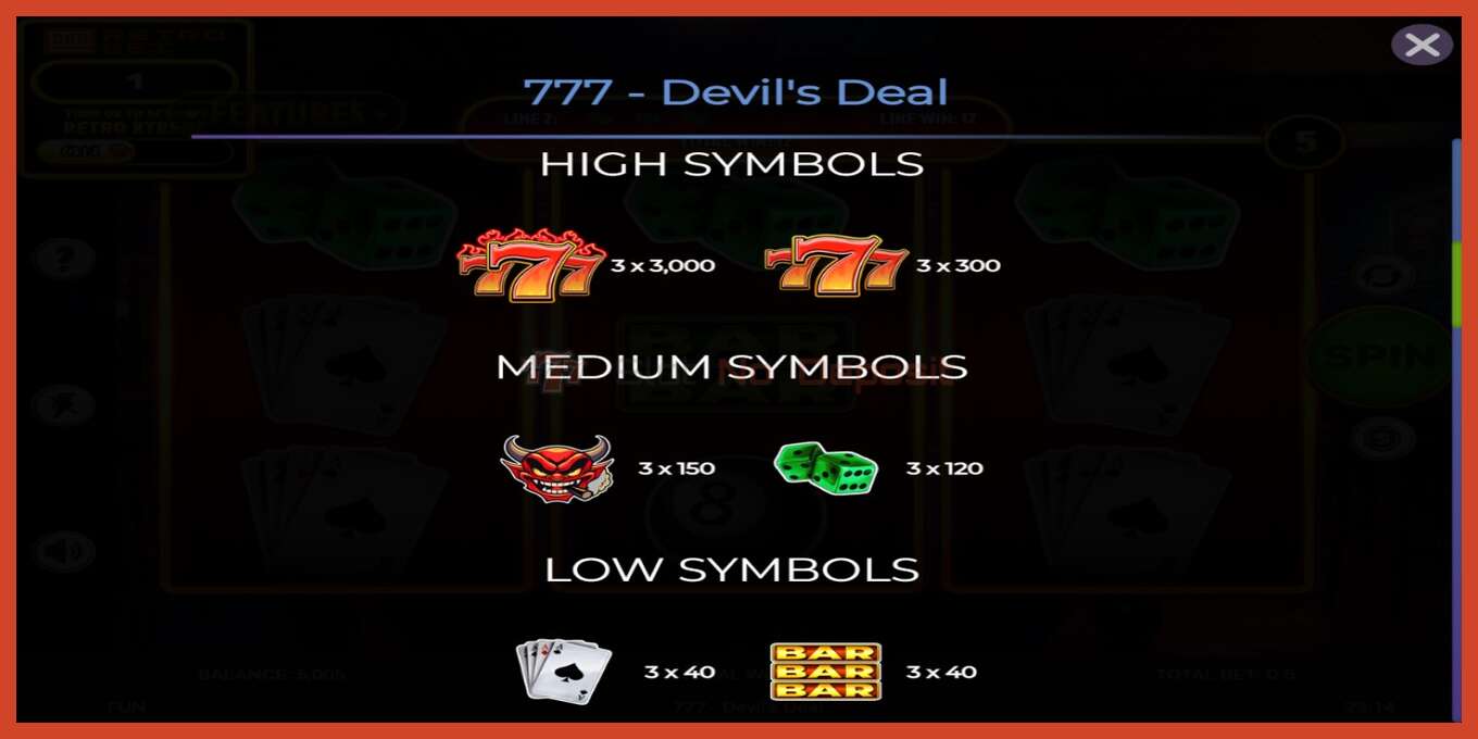 Slot screenshot: 777 Devils Deal bez depozita, broj - 5