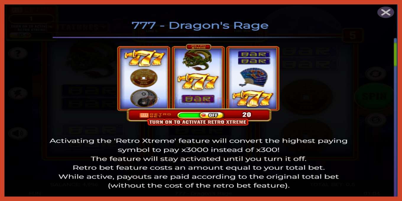 Slot screenshot: 777 - Dragons Rage no deposit, number - 4