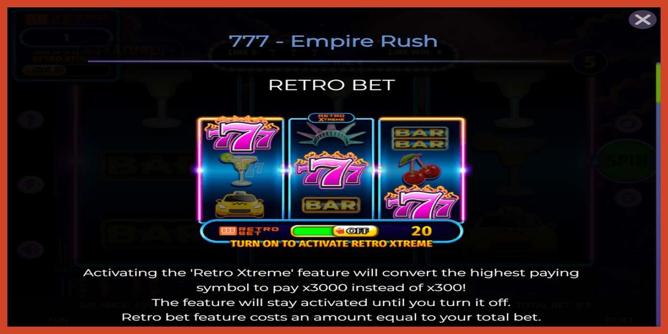 Pesa ekraanipilt: 777 Empire Rush deposiiti pole, number - 4