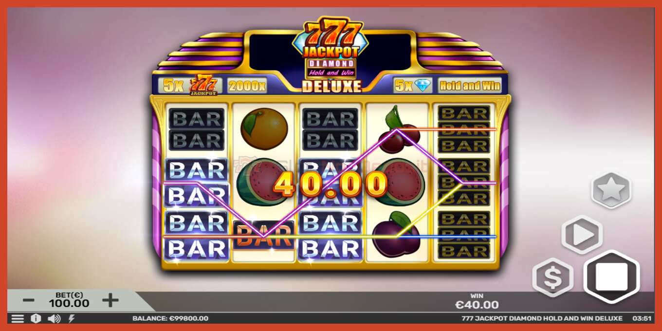 Στιγμιότυπο οθόνης υποδοχής: 777 Jackpot Diamond Hold and Win Deluxe χωρίς κατάθεση, αριθμός - 3