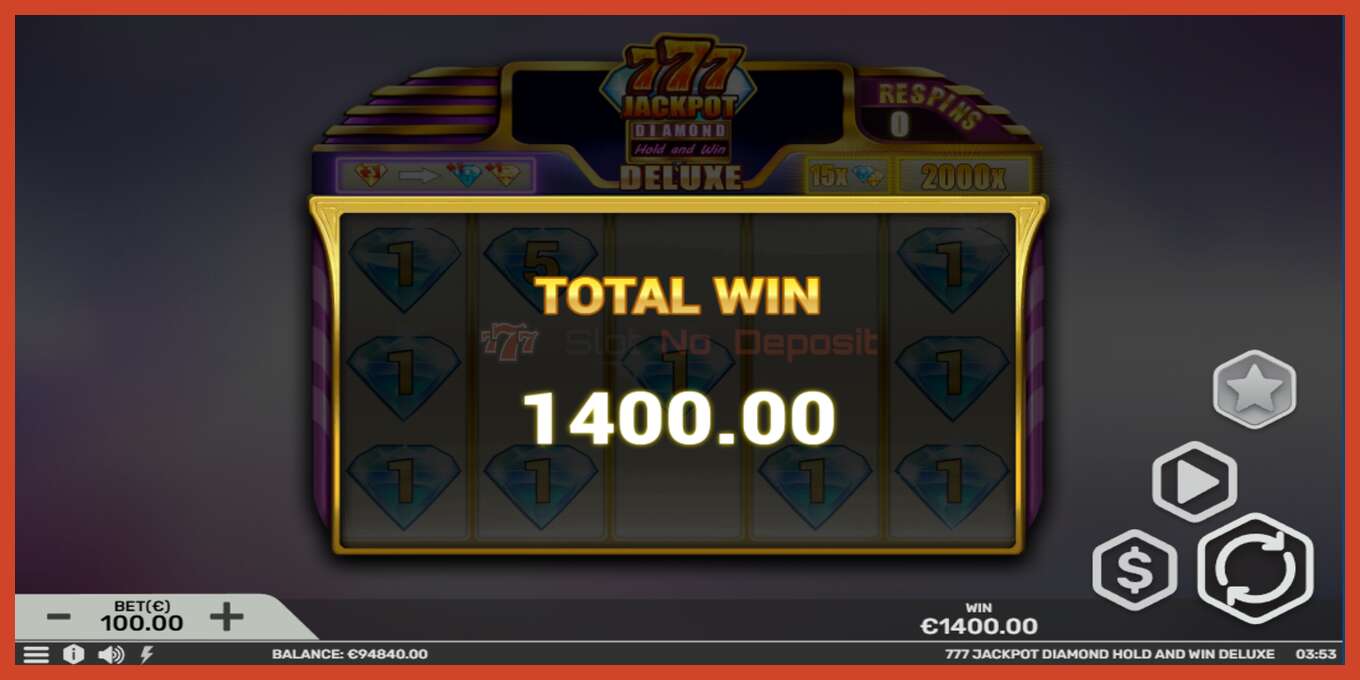 Στιγμιότυπο οθόνης υποδοχής: 777 Jackpot Diamond Hold and Win Deluxe χωρίς κατάθεση, αριθμός - 5